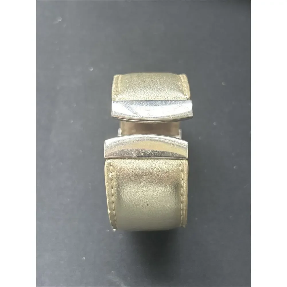 Ashley Stewart Silver Tone Case Gold Tone Dial And Band Women’s Cuff Watch